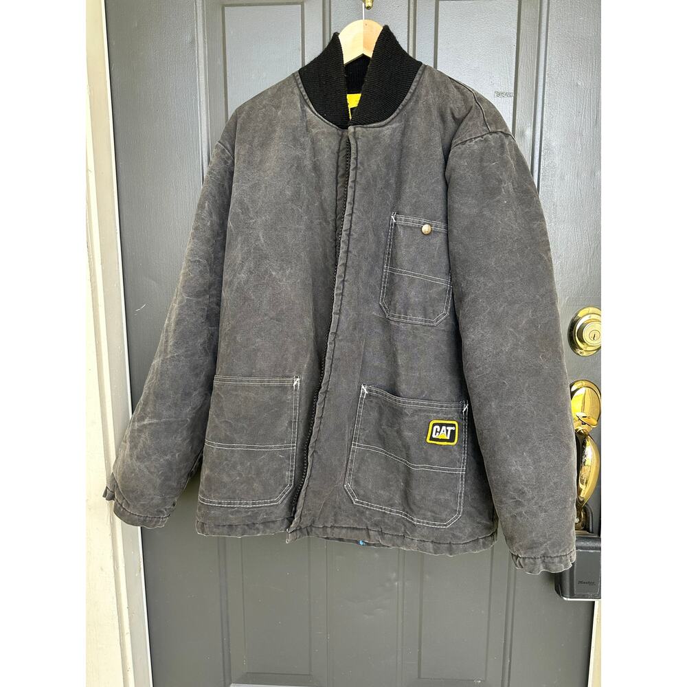 CAT Men’s Work Jacket Washed Black Heavy Duty Size Large Regular
